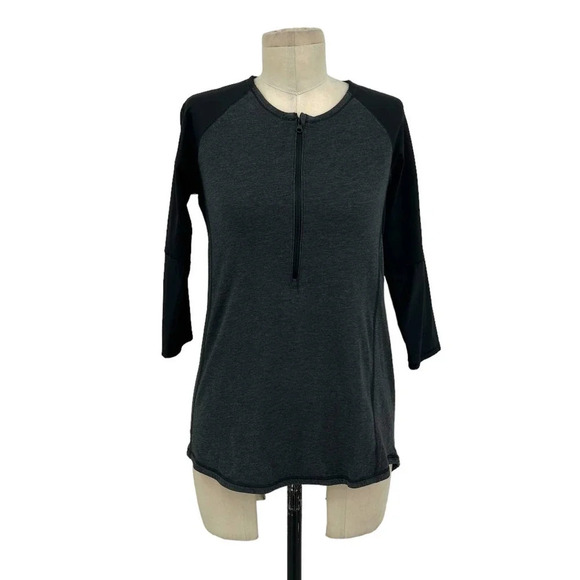 Lululemon‎ Spincity Top Long Sleeve Zip Tee Layer Heathered Black Gray Size 6 - Picture 1 of 9